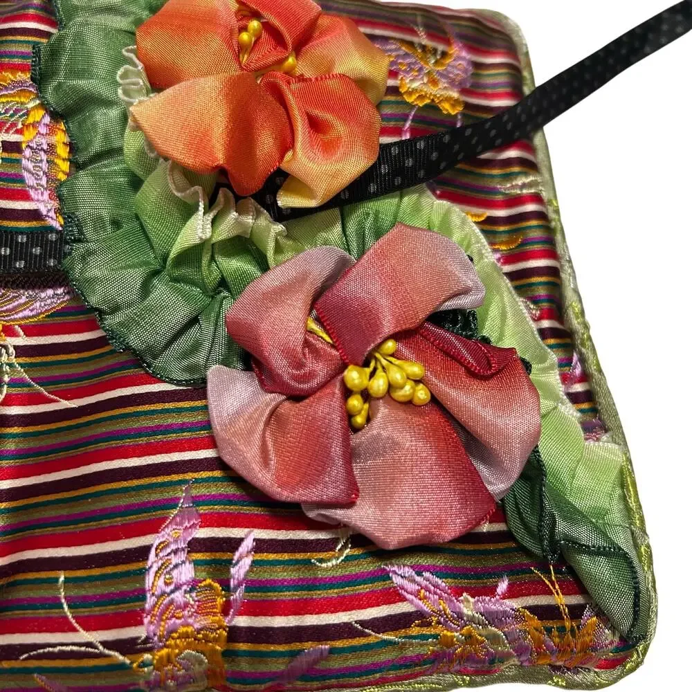 VTG 90s Goody Goody California Velvet & Silk Jewelry Travel Roll Organizer Bag